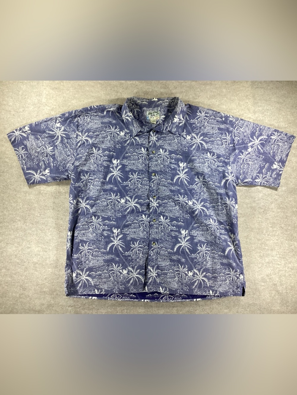 Big Dogs Blue Hawaiian Palm Print Button-Up Shirt